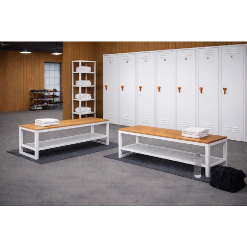 Ławka Metalowa Loft LM-159 Kolor Biały Siedzisko Drewno Dębowe Loft Rozmiary od 50 cm do 200 cm